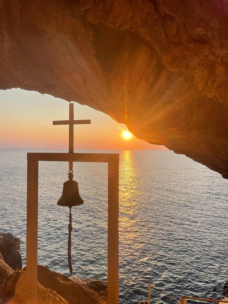 Coucher de soleil, chapelle Agios Stefanos